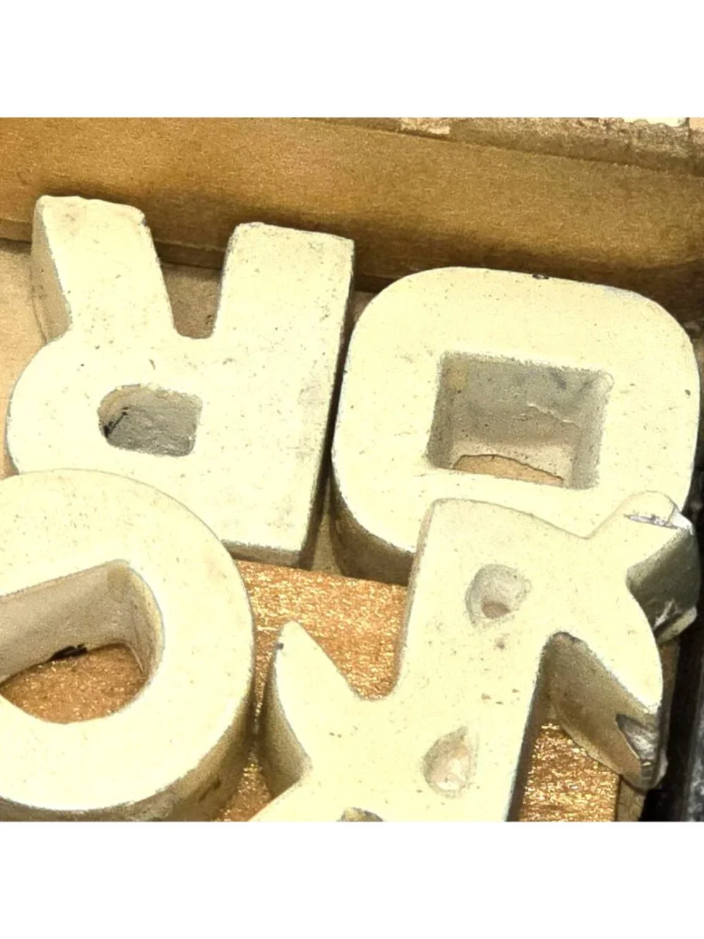 Vintage Wooden Letters Print Block Set Uppercase & Numbers In Box CM2344